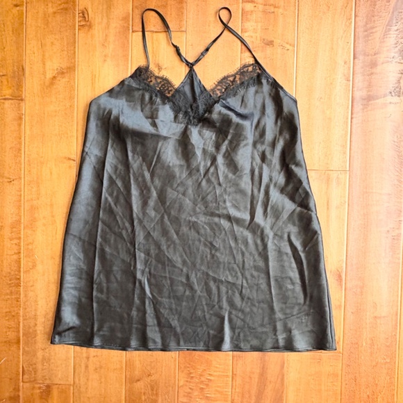 90s Black Secret Treasure Satin Cami Slip Nightgown Sz L - Picture 1 of 7